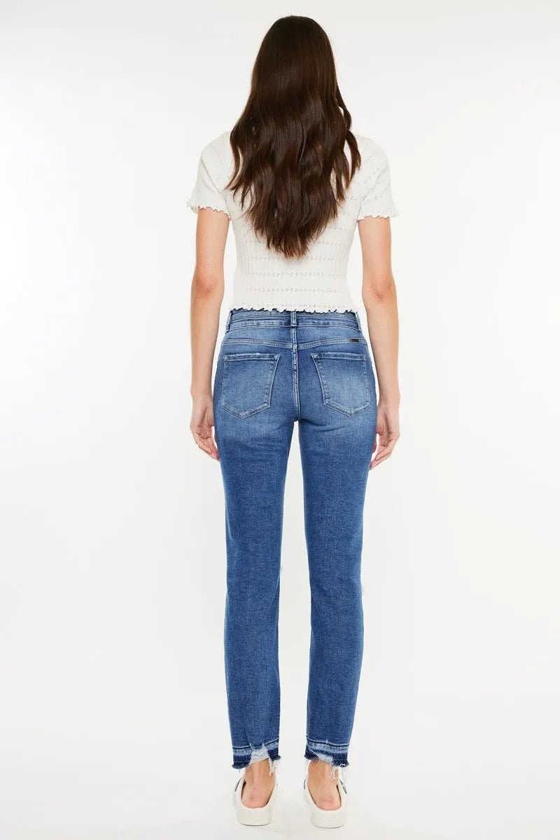 Kancan High Rise Distressed Slim Straight Jeans - Bela Fils BoutiqueBela Fils Boutique